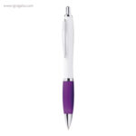 Bolígrafo con pulsador y clip metálico púrpura rg regalos publicitarios
