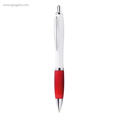 Bolígrafo con pulsador y clip metálico rojo rg regalos publicitarios