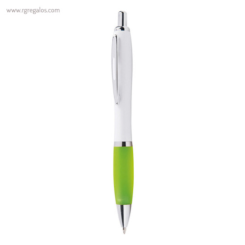 Bolígrafo con pulsador y clip metálico verde rg regalos publicitarios
