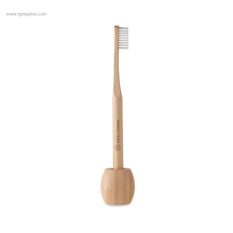 Cepillo dientes bambú con soporte con logo