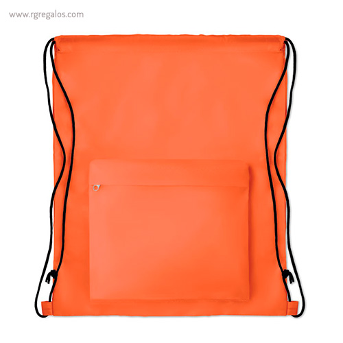 Mochila saco de poliéster con bolsillo naranja 1 rg regalos publicitarios