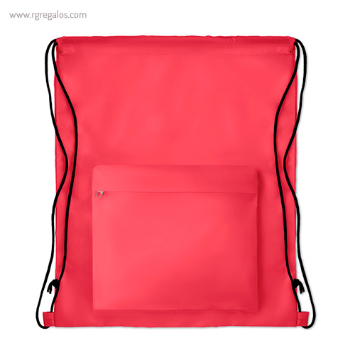 Mochila saco de poliéster con bolsillo roja 1 rg regalos publicitarios