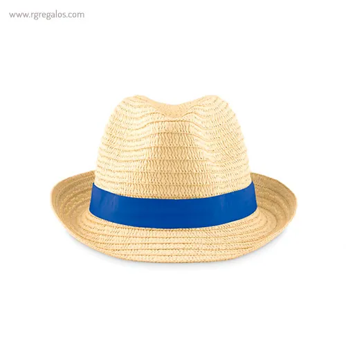 Sombrero de papel paja cinta azul rg regalos publicitarios