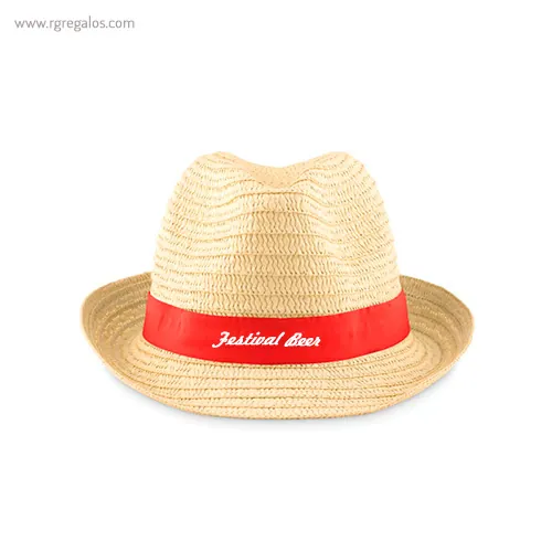 Sombrero de papel paja cinta con logotipo rg regalos publicitarios