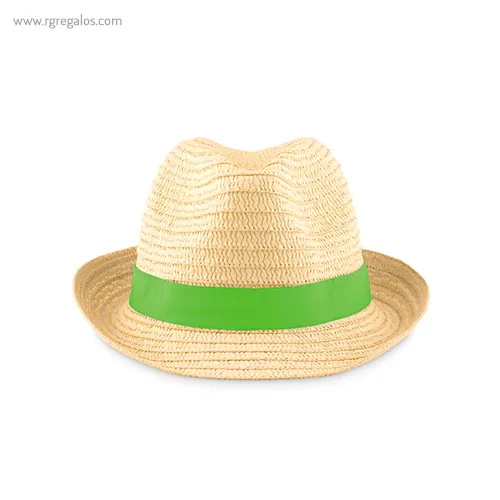 Sombrero de papel paja cinta verde rg regalos publicitarios