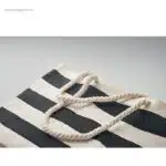 Bolsa de playa algodón rayas negra detalle