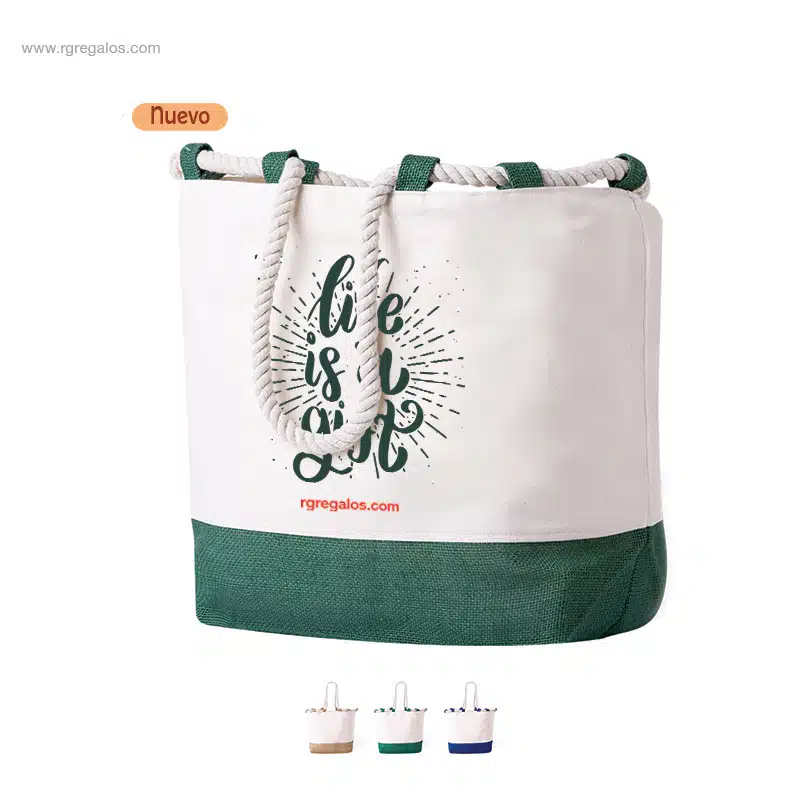 Bolsa de playa algodón y yute personalizada