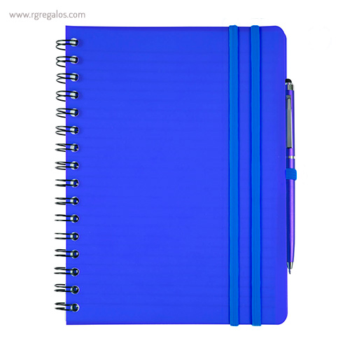 Cuaderno con bolígrafo azul rg regalos publicitarios