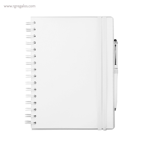 Cuaderno con bolígrafo blanco rg regalos publicitarios