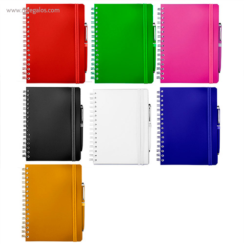 Cuaderno con bolígrafo colores rg regalos publicitarios