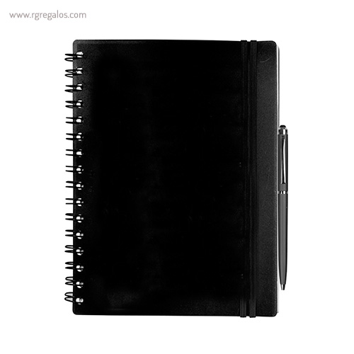 Cuaderno con bolígrafo negro rg regalos publicitarios