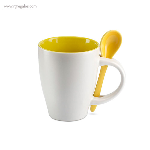 Taza cerámica bicolor 250 ml amarilla - RG regalos publicitarios