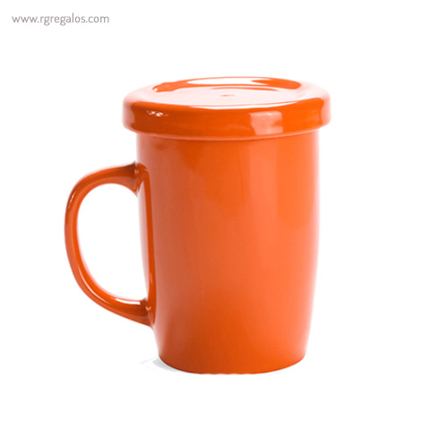 Taza de cerámica para te naranja rg regalos publicitarios