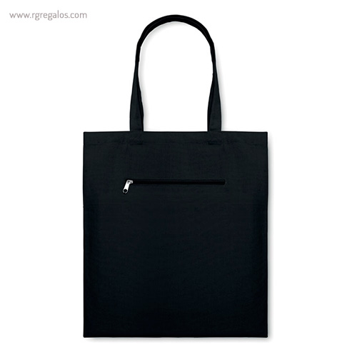 Bolsa con bolsillo exterior negra rg regalos publicitarios