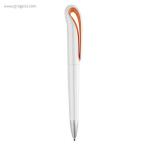 Bolígrafo giratorio en ABS blanco clip naranja - RG regalos publicitarios