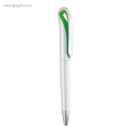 Bolígrafo giratorio en abs blanco clip verde rg regalos publicitarios