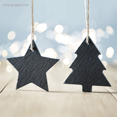 Colgante navidad de pizarra estrella con logo - RG regalos publicitarios