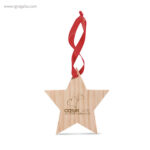 Colgante navidad de madera estrella con logo rg regalos publicitarios