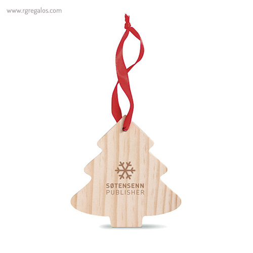 Colgante navidad de madera árbol navidad con logo - RG regalos publicitarios