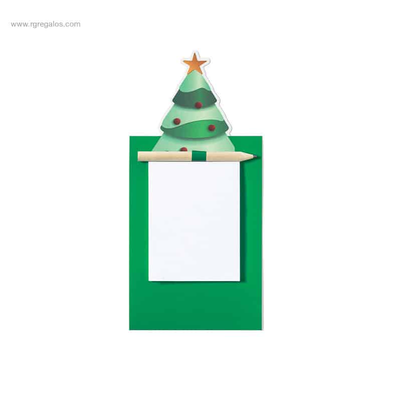 Imán Navidad con bloc árbol cara para personalizar con logo