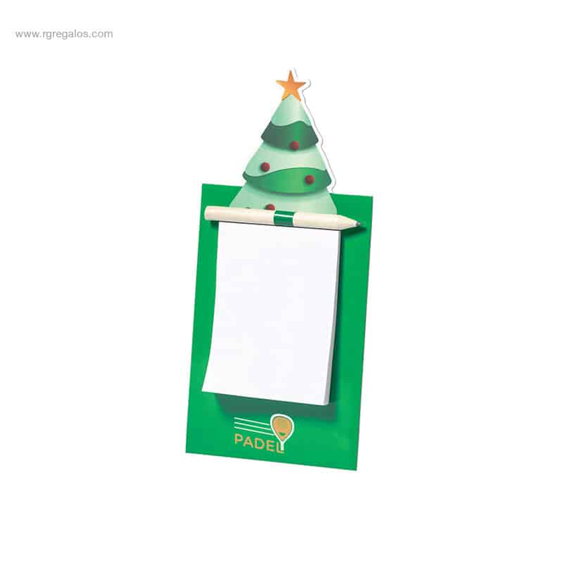 Imán Navidad con bloc árbol logo
