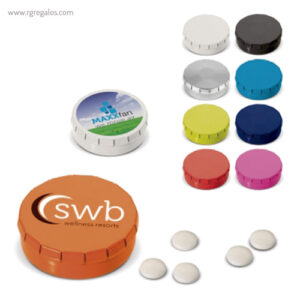 Caja redonda de caramelos click colores - RG regalos publicitrios
