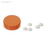 Caja redonda de caramelos click naranja rg regalos publicitrios