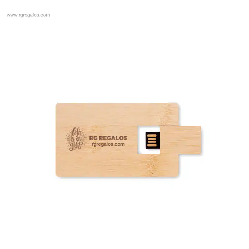 Memoria USB plana bambú personalizada