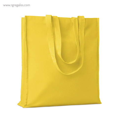 Bolsa compra 100 algodón amarillo con fuelle rg regalos publicitarios
