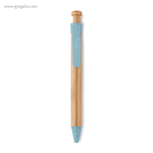 Bolígrafo cuerpo de bamboo azul rg regalos publicitarios