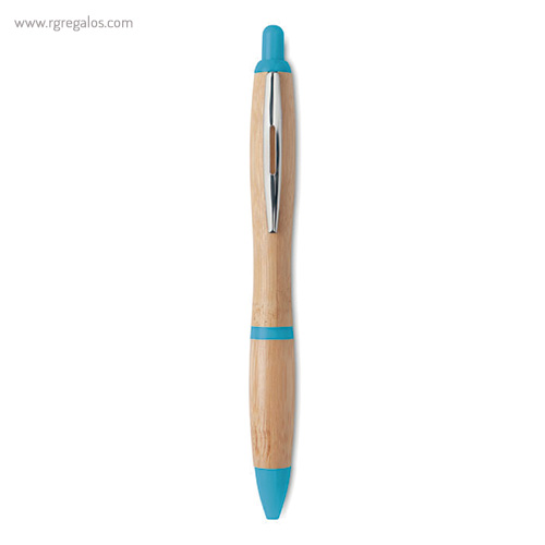 Bolígrafo de bambú azul cielo rg regalos publicitarios