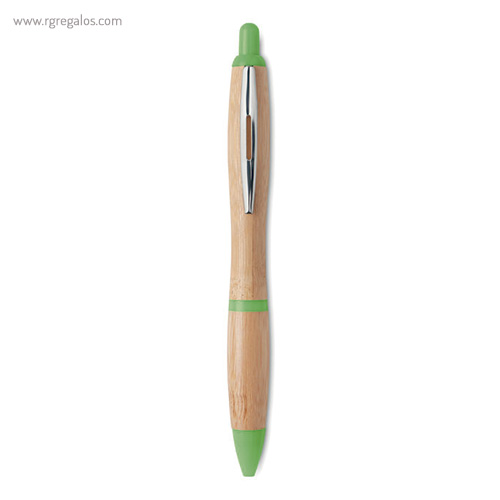 Bolígrafo-de-bambú-y-ABS-verde-RG-regalos-publicitarios