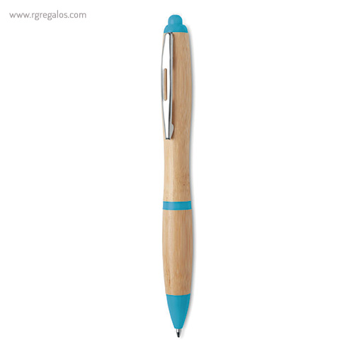 Bolígrafo-de-bambú-y-ABS-azul-cielo-RG-regalos-publicitarios