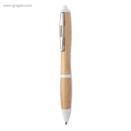 Bolígrafo de bambú y ABS blanco - RG regalos publicitarios