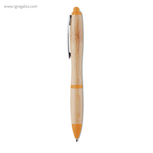 Bolígrafo-de-bambú-y-ABS-naranja-RG-regalos-publicitarios