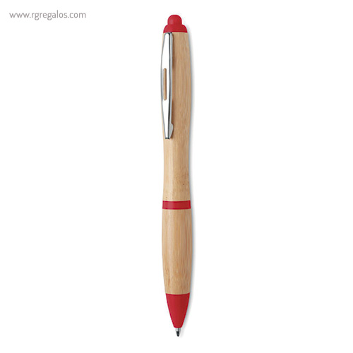 Bolígrafo de bambú y ABS rojo - RG regalos publicitarios