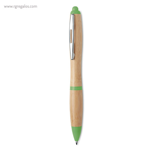 Bolígrafo de bambú y abs verde rg regalos publicitarios
