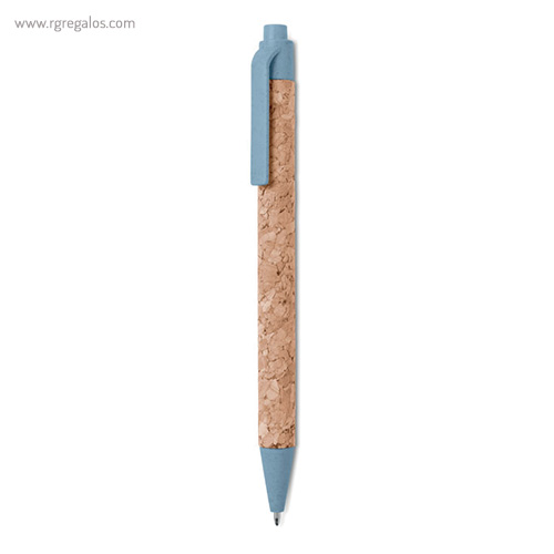 Bolígrafo de corcho y paja azul rg regalos publicitarios