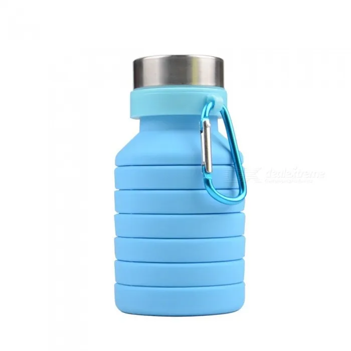 Botella plegable de silicona 500 ml azul rg regalos publicitarios