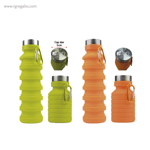 Botella plegable de silicona 500 ml naranja y amarilla rg regalos publicitarios