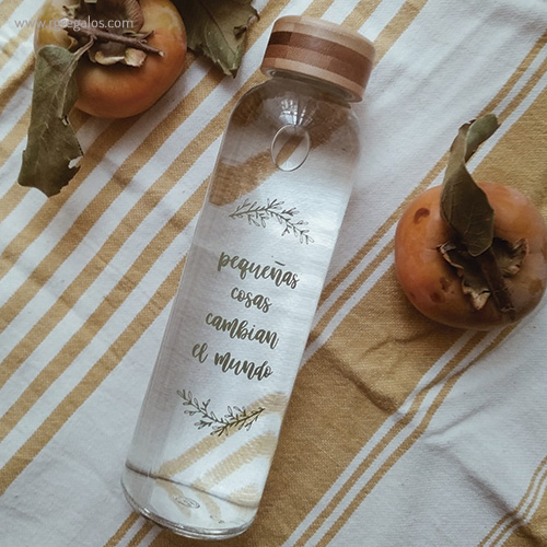 Botella-de-cristal-tapón-bambú-slogan-RG-regalos promocionales