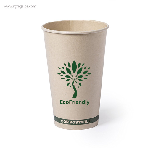 Vaso papel pla 100 compostable natural logo rg regalos publicitarios