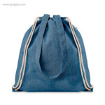 Bolsa mochila de algodón reciclado azul rg regalos publicitarios