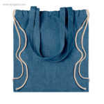 Bolsa mochila de algodón reciclado azul con asas rg regalos publicitarios