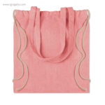Bolsa mochila de algodón reciclado rosa con asas rg regalos publicitarios