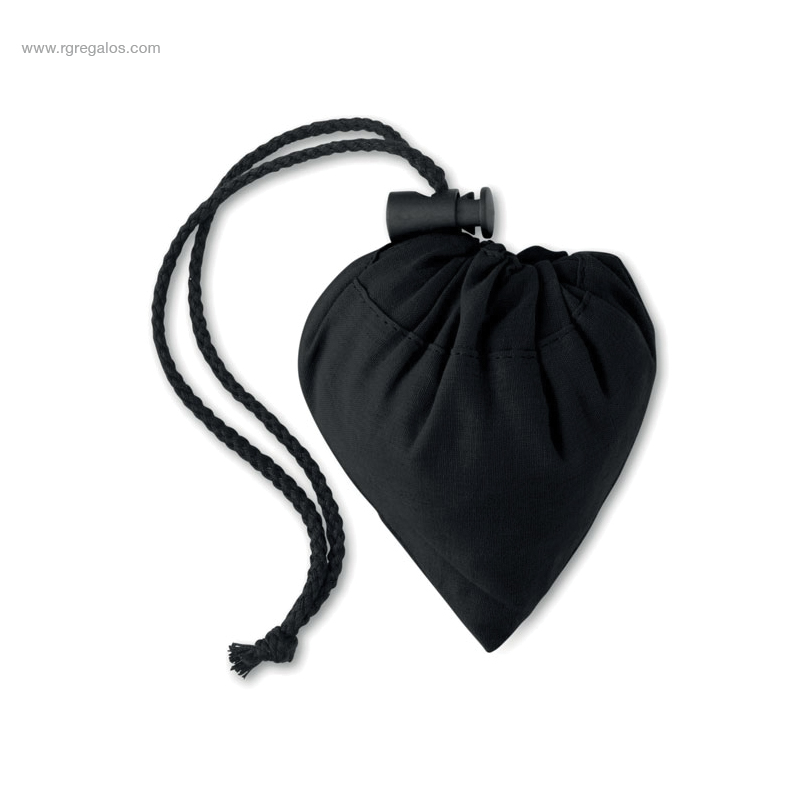 Bolsa plegable algodón 105 gr/m2 negra detalle