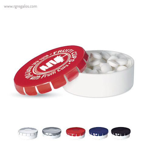 Caja redonda de caramelos menta - RG regalos publicitarios