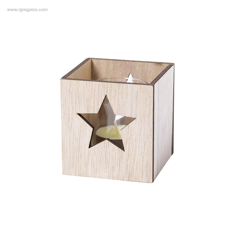 Portavela madera Navidad estrella RG regalos