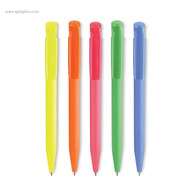 Bolígrafo cuerpo soft touch flúor para personalizar