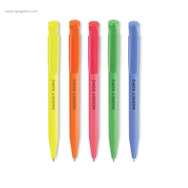 Bolígrafo cuerpo soft touch flúor con logo